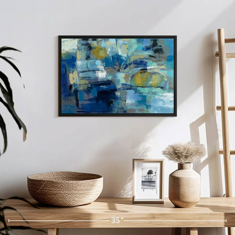 Ultramarine Waves III, 19 po x 13 po, Cadre flottant noir