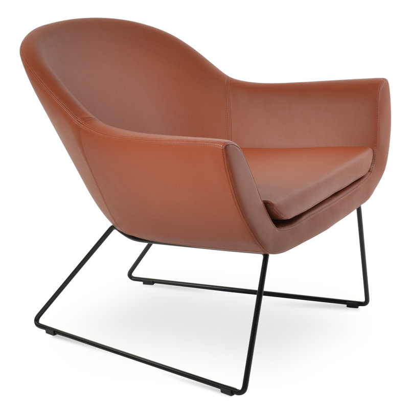 Fauteuil Madison, Similicuir cannelle, Noir
