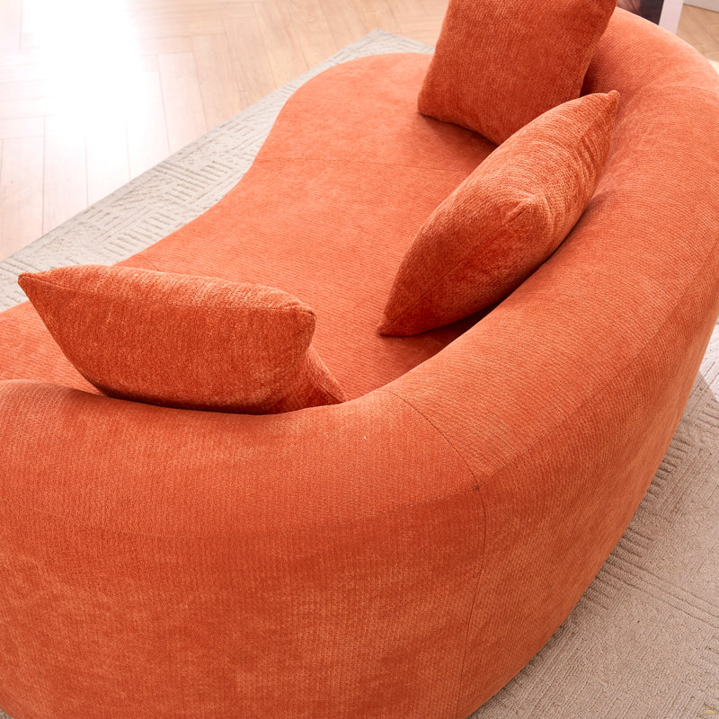 Canapé en forme de croissant, Orange, 24.41" H x 66.93" W x 40.35" D