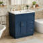 Meuble-lavabo de 30 pouces avec 2 portes, 2 tiroirs, tablette réglable, glissières cachées pour les tiroirs et charnières pour portes