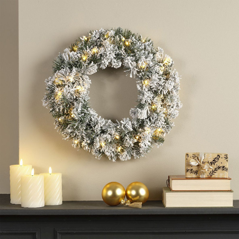 Faux Lighted 50cm Wreath