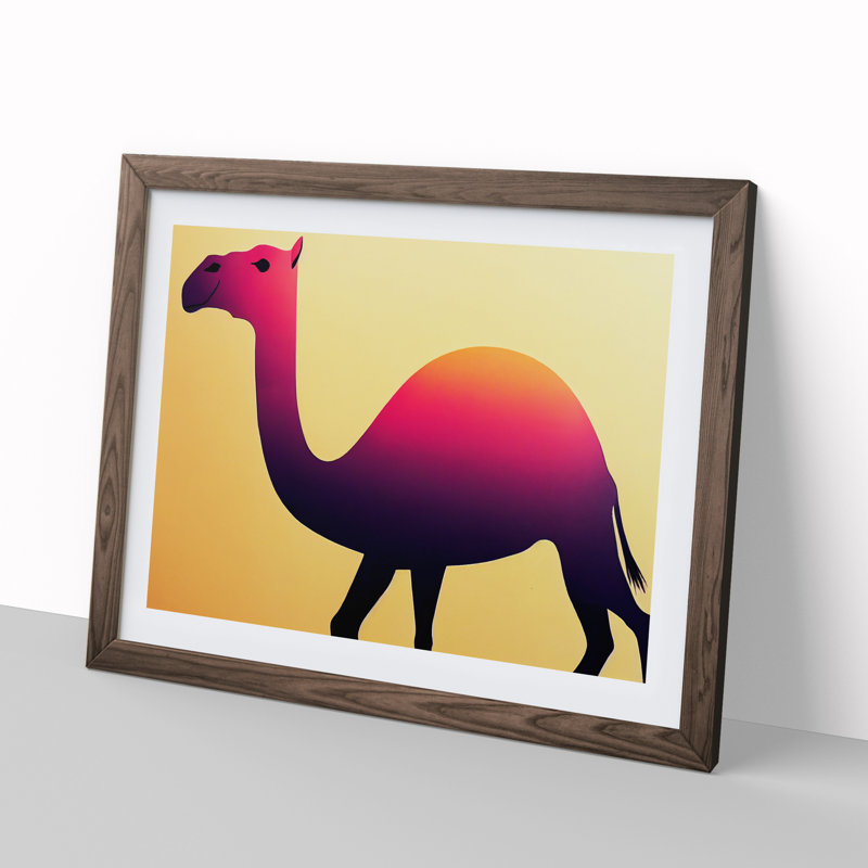 Epic Camel - Single Picture Frame Print, 46cm H x 64cm W, Walnut