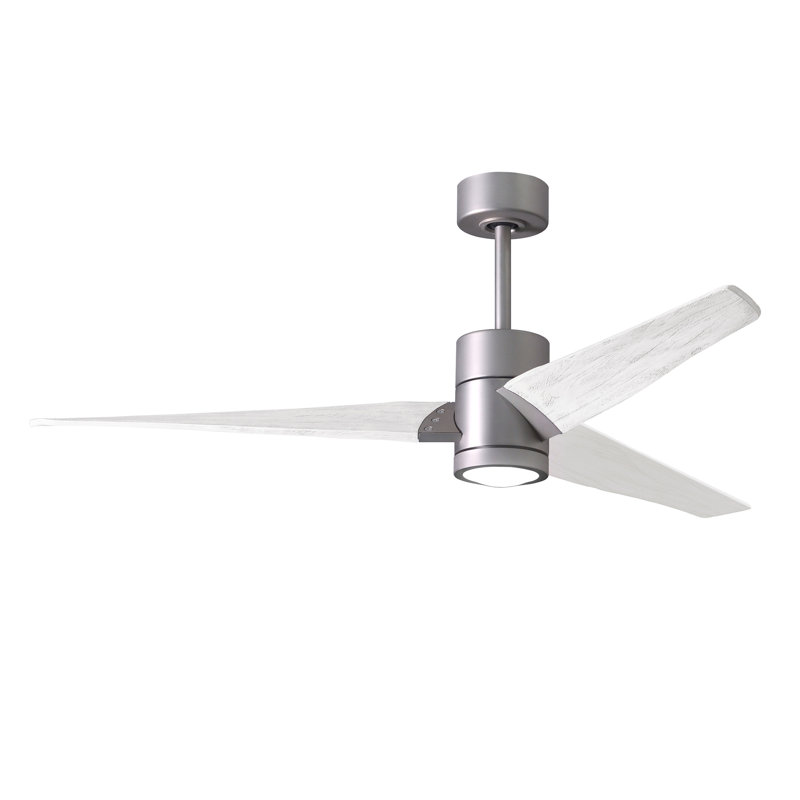 LED Downrod Ceiling Fan, Brushed Nickel, Matte White, 52"