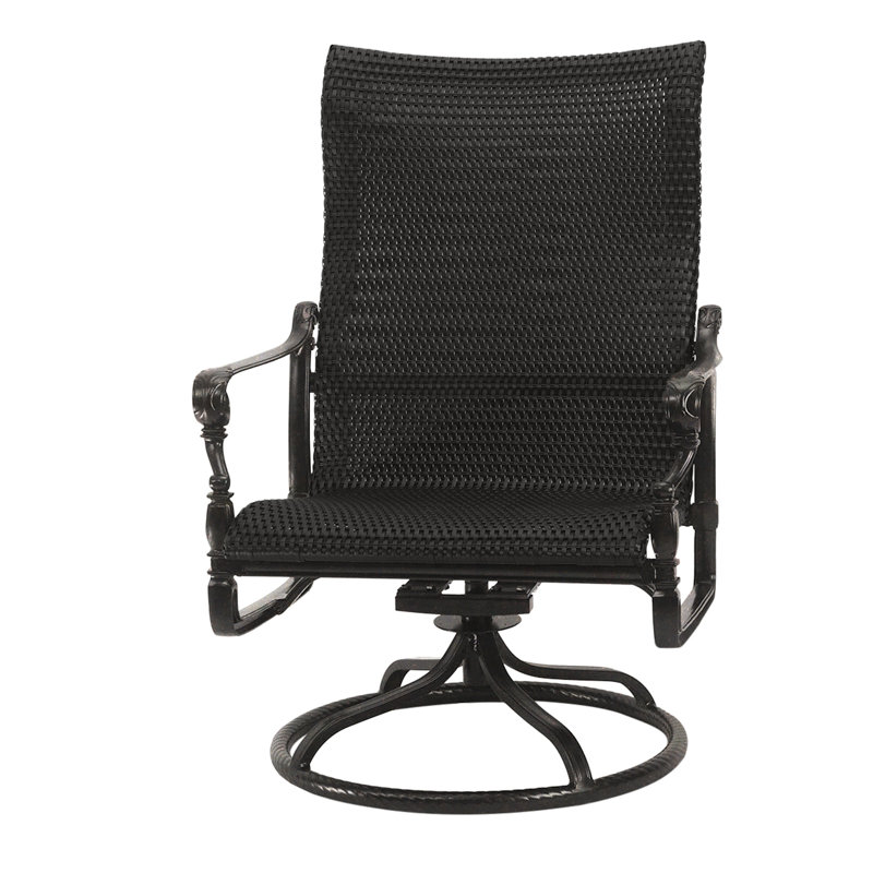 Grand Terrace Woven High Back Swivel Rocking Lounge Chair, Mahogany, Vintage