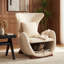 Chaise d'appoint moderne en polyester beige avec espace de rangement pour animaux de compagnie - capacité de 330 lb, chaise longue de salon, conception élégante et durable-843219388