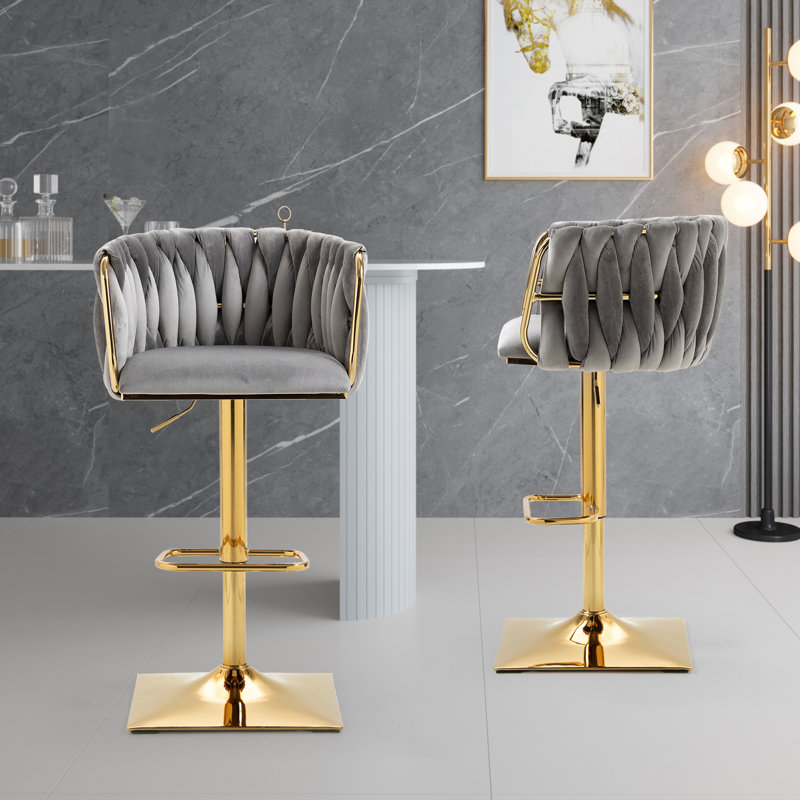 COOLMORE Tabourets de bar rétro avec dossier et chaises à hauteur de comptoir 2 pièces / ensemble, Gris