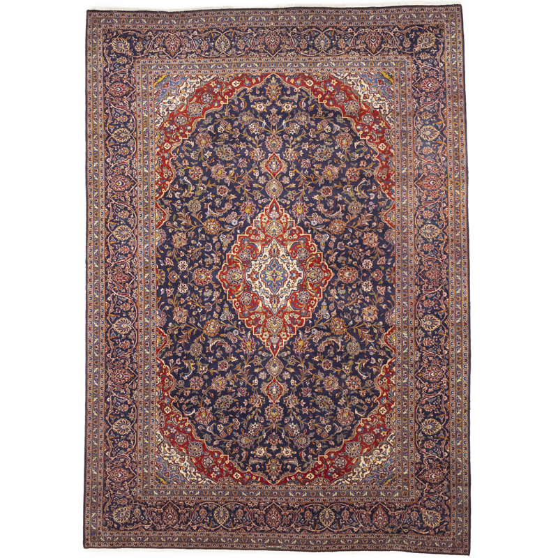 Purple-navy Traditional 10X14 Kashan Oriental Area Rug