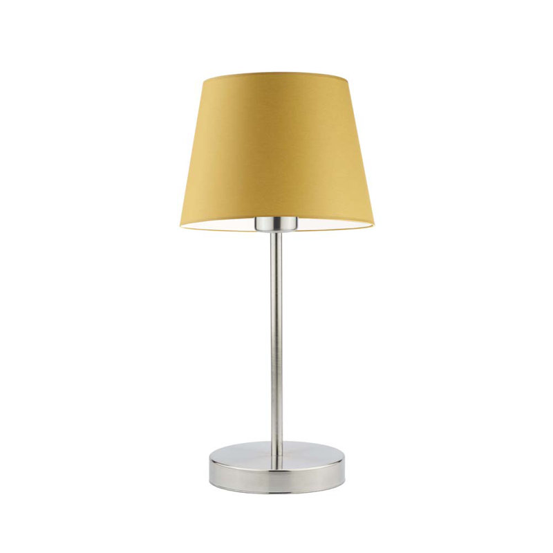 Arsens Metal Table Lamp, Brushed Steel, Mustard