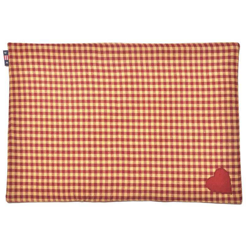 Landreth Cotton Plaid Rectangle Placemat, Red/Yellow