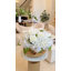 19 Inch Real Touch Cream Rose and White Hydrangea Centerpiece in Gold Hammered Metal Bowl Vase, Large French Country Faux Floral Arrangement for Dining Table and Coffee Table
