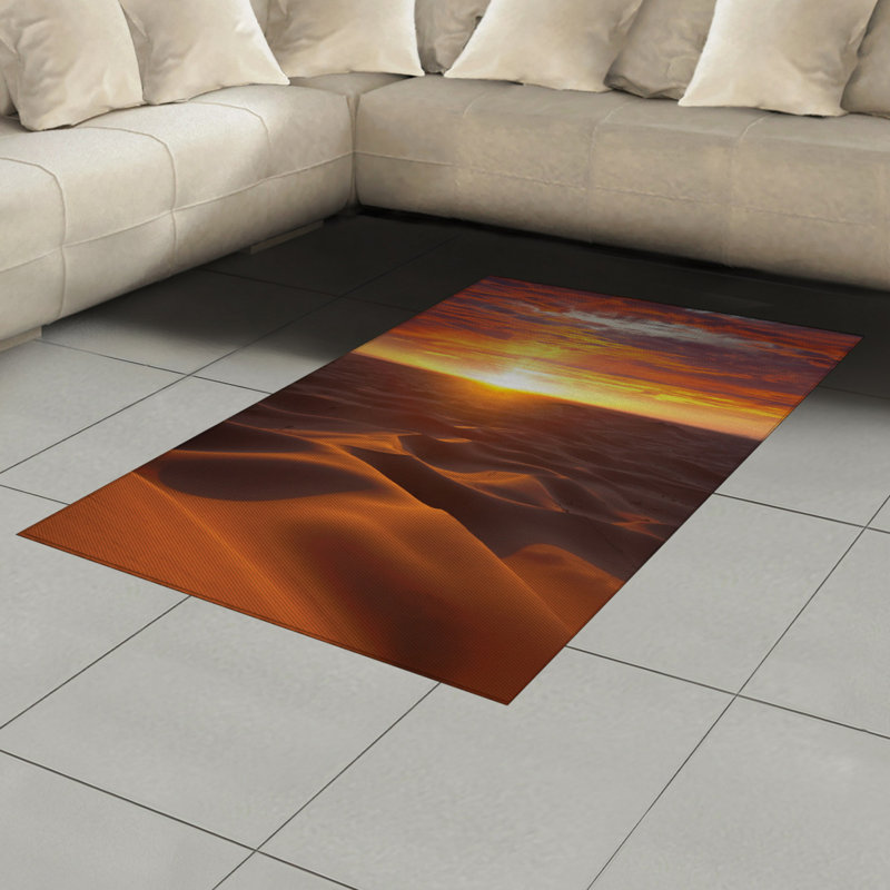 Desert High Density Long Fiber Poly Threads Decorative Area Rug Carpet, Rectangle 4' x 5'8"