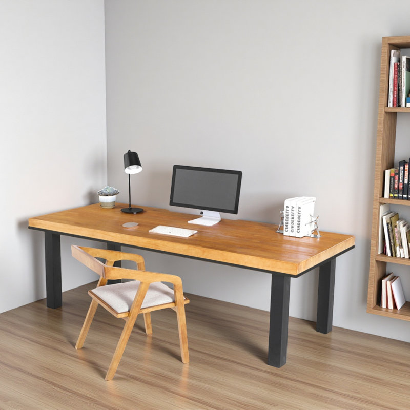 Bureau rectangulaire en bois massif épaissi, H 29,53 po x l 78,74 po x P 31,5 po