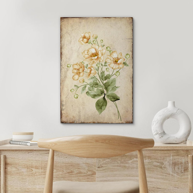 Fleurs de jonquilles blanches sur fond grunge, plantes florales de campagne / campagne sur toile, Toile tendue