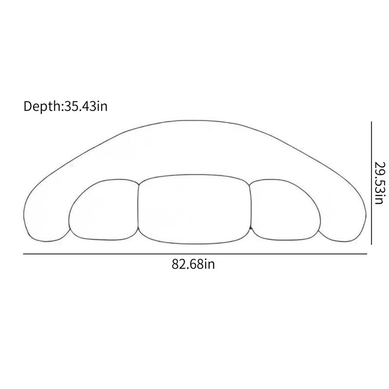 Light Luxury Simple Off-white Sofa, 29.53" H x 82.68" W x 35.43" D