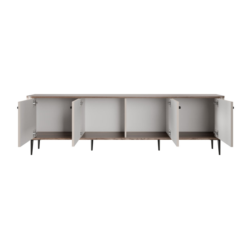 Dayzee Unfinished TV Stand for TVs up to 55", Cashmere/Nut/Black