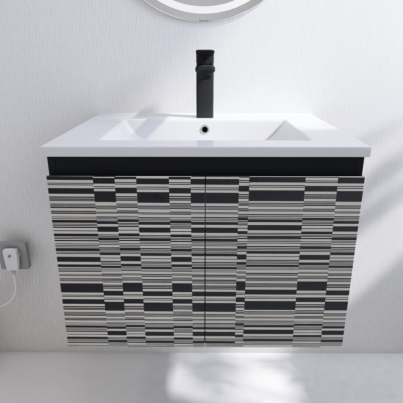 Meuble-lavabo mural 24 po avec lavabo en céramique Exmore
