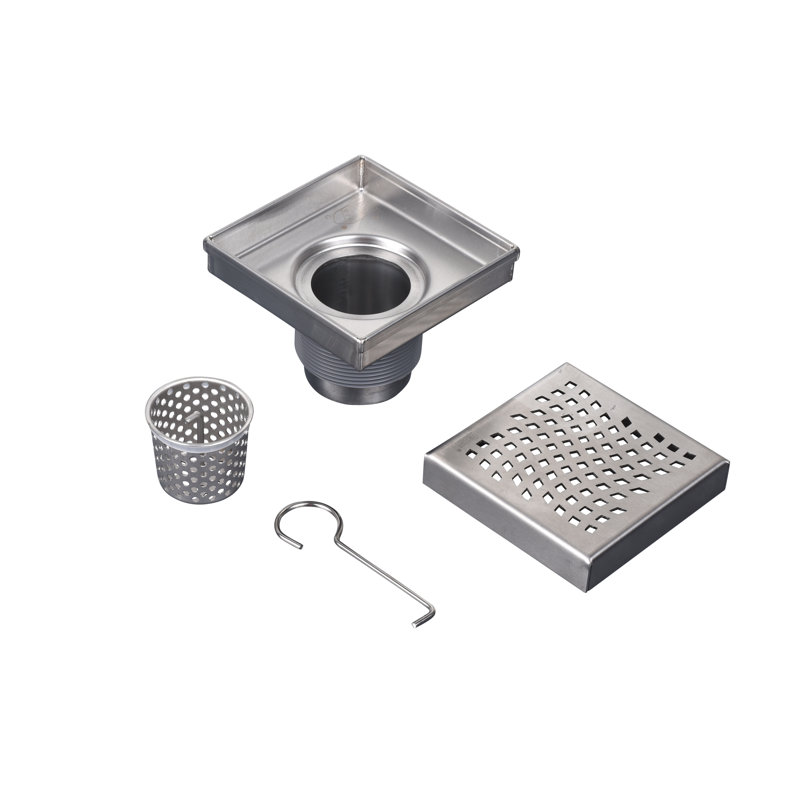  Drain de douche carré en acier inoxydable avec couvercle à motif de vagues Oatey® Designline ™ 6 po x 6 po, 6 po x 6 po