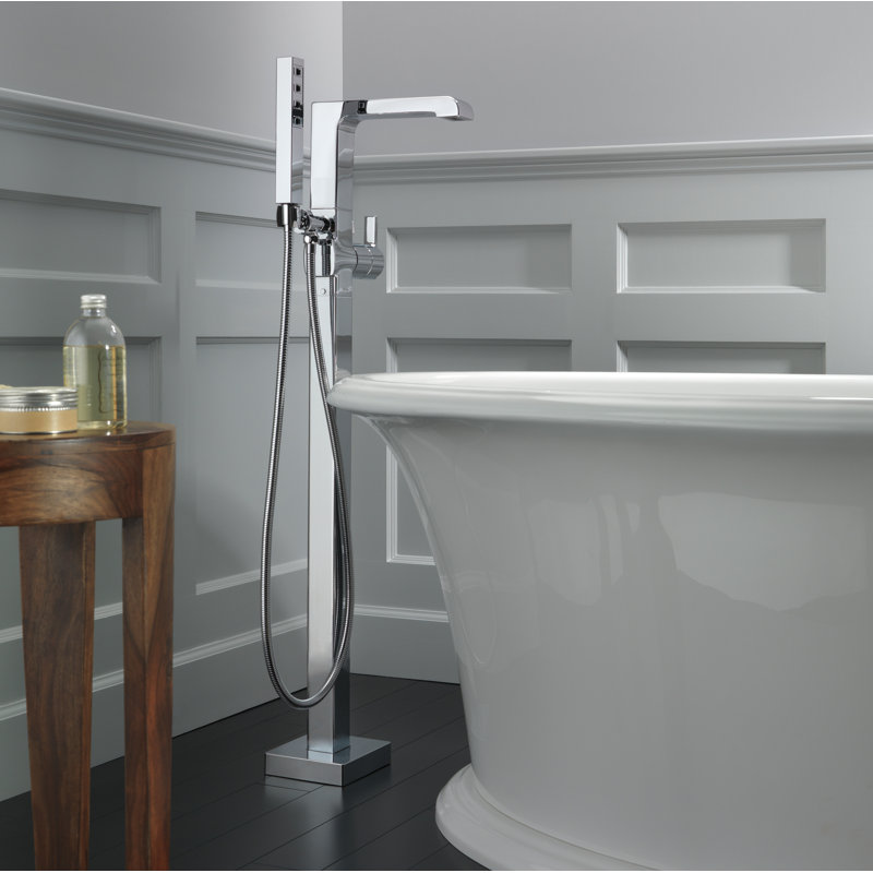 Ara Single Handle Floor Mounted Freestanding Tub Filler Trim with Handshower