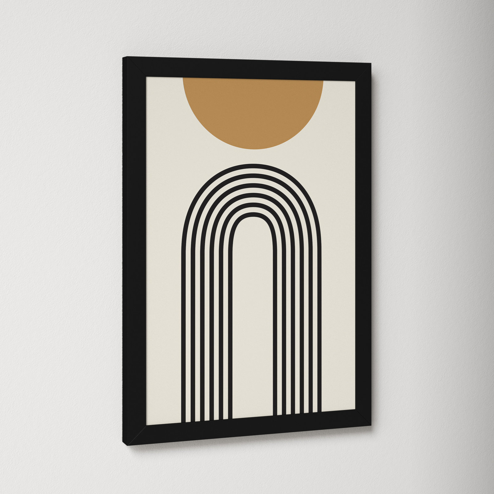 Retro Mountain Sunrise Print, 16.25" H x 11.25" W x 0.88" D, Black