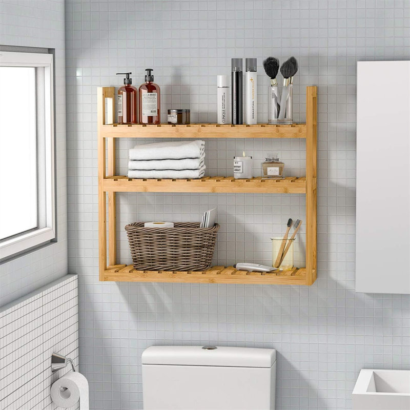 Brunetto Wicker Bathroom Shelves, Natural
