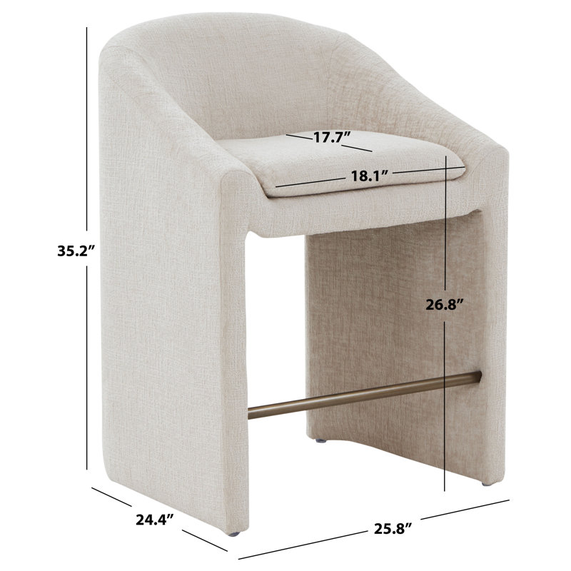 Kagan Chenille Counter Stool, Counter Stool (26.8" Seat Height), Cream