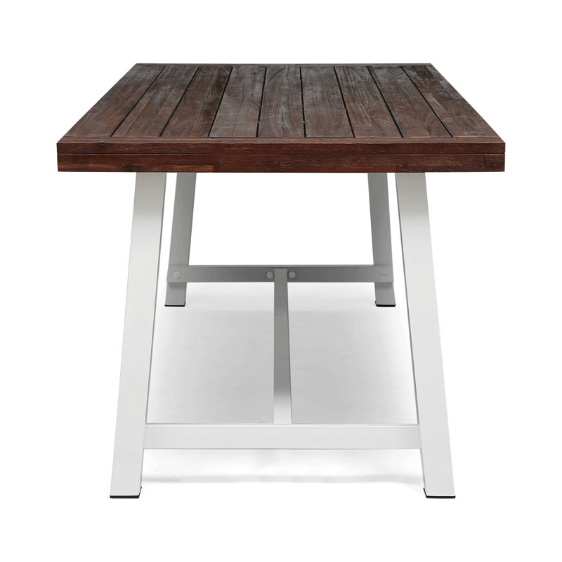 Table de salle à manger d'extérieur, Marron foncé, Blanc