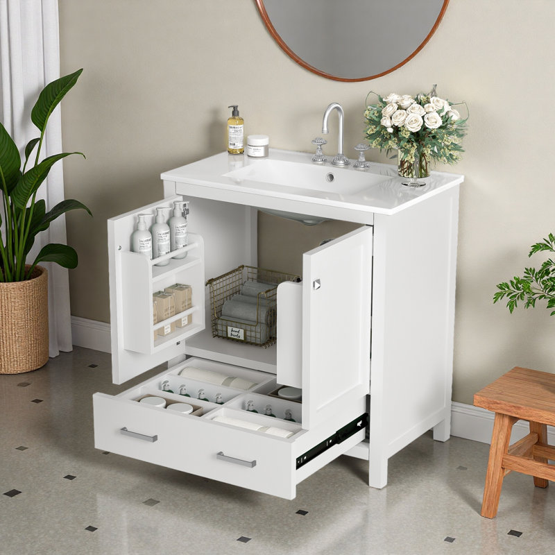 Meuble-lavabo 30 po avec lavabo simple, Blanc