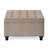 Linen Upholstered Square With Internal Compartment And Elegance Wood Base Button Design-17142749