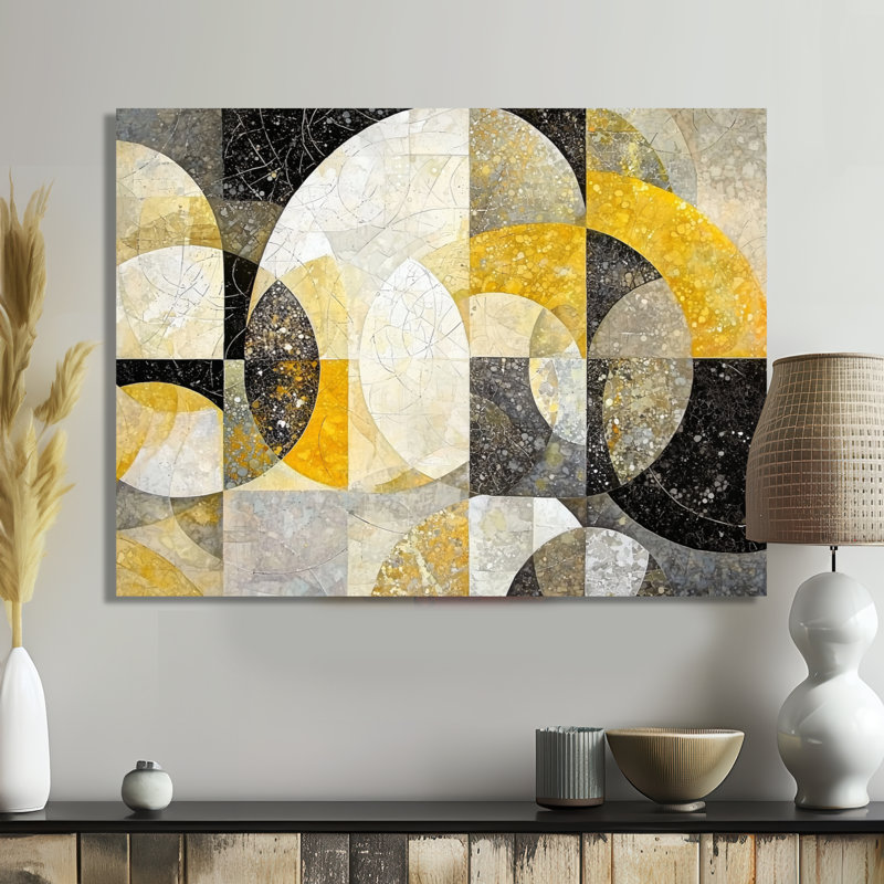 Celestial Balance Of Yellow Mosaic II - Geometric Metal Wall Decor, Modern Metal Print, 30" H x 40" W x 0.84" D