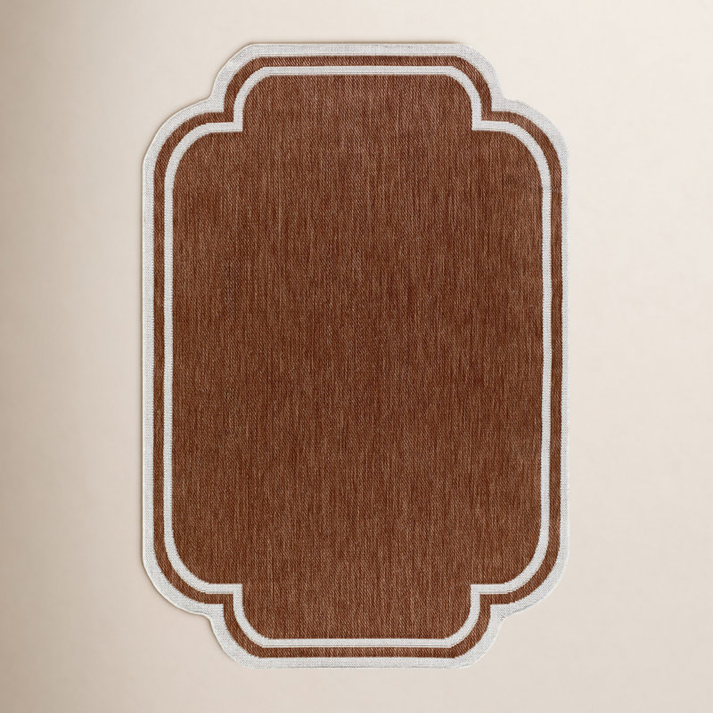 Skiles Machine Woven Rug, Rectangle 2'4" x 3'9", Orange/Cream