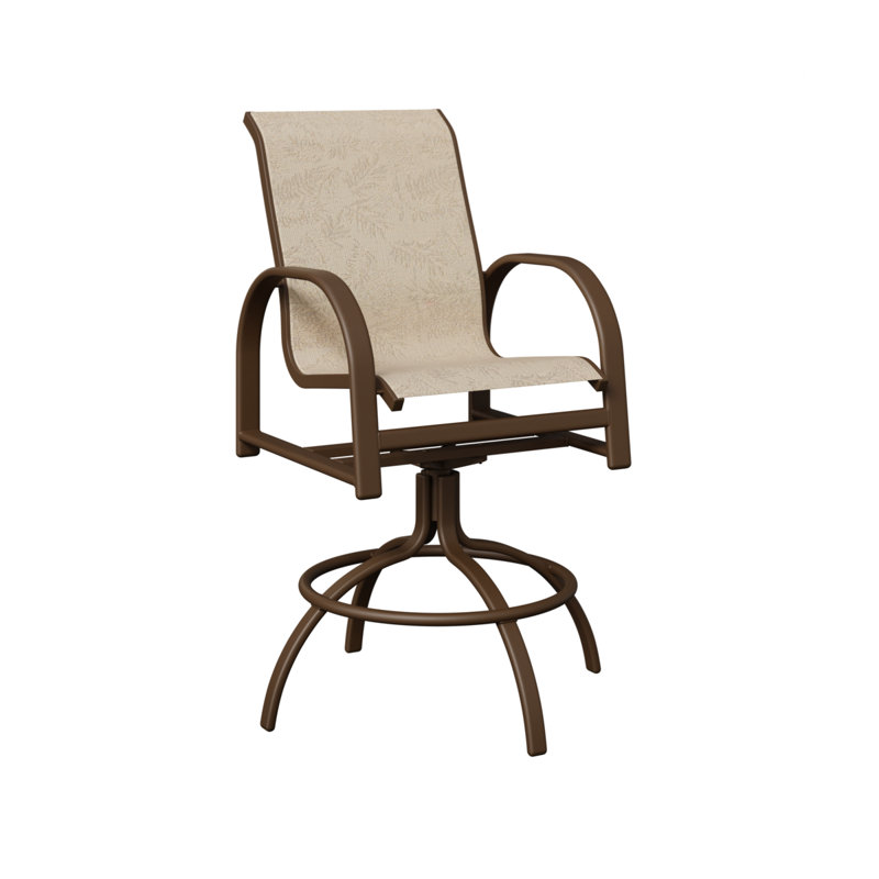 Chaise de bar berçante en aluminium Mesquite Berlin, Filon de bois mesquite, Feuillage tropical