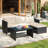 3 Piece Patio Conversation Sofa Seating Group With Cushions-433979922