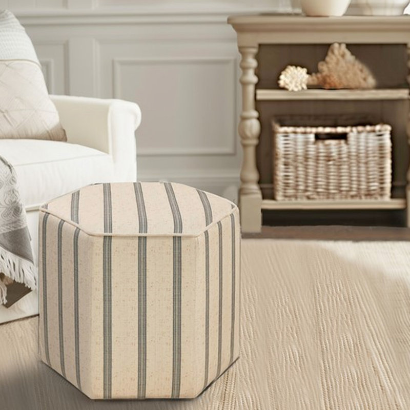 Cadre en bois massif et en contreplaqué d'inspiration hexagonale d'inspiration rayée en tissu massif l 18 po x P 18 po x H 16 po. Toile de couleur naturelle pouvant supporter jusqu'à 300 lb.