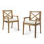 Chaise de salle à manger Perla, 2 pièces avec 2 coussins crème, pour cour, bord de piscine, jardin-683292533-683292532