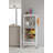 Aadhavan Kitchen Utility Cart with Elm Finish Top, 2 Baskets, Drawer, and Bottle Rack – White Steel Frame