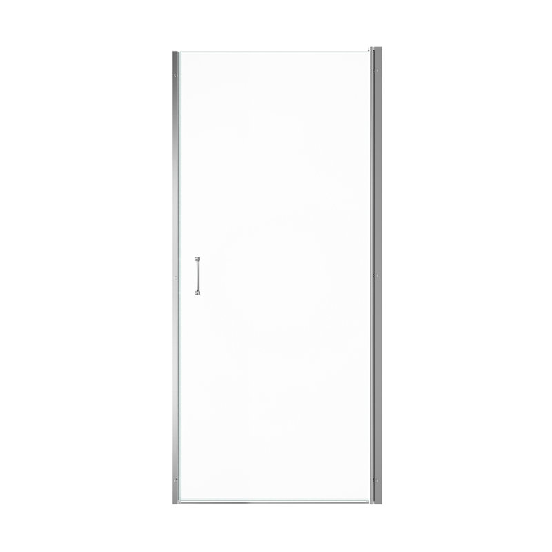 Porte de douche pivotante semi-cadrée 30 po x H 72 po avec verre trempé de 1 po d'épaisseur (6 mm), Chrome