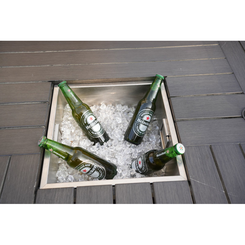 Aliaksey Rectangle Propane Smokeless Fire Pit Table, Gray