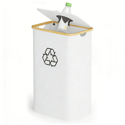 Recycling Bin for Kitchen, 26 Gallon Large Recycling Container with Lid and 2 Reusable Inner Bags for Bottles, Cans, Glass and Plastic