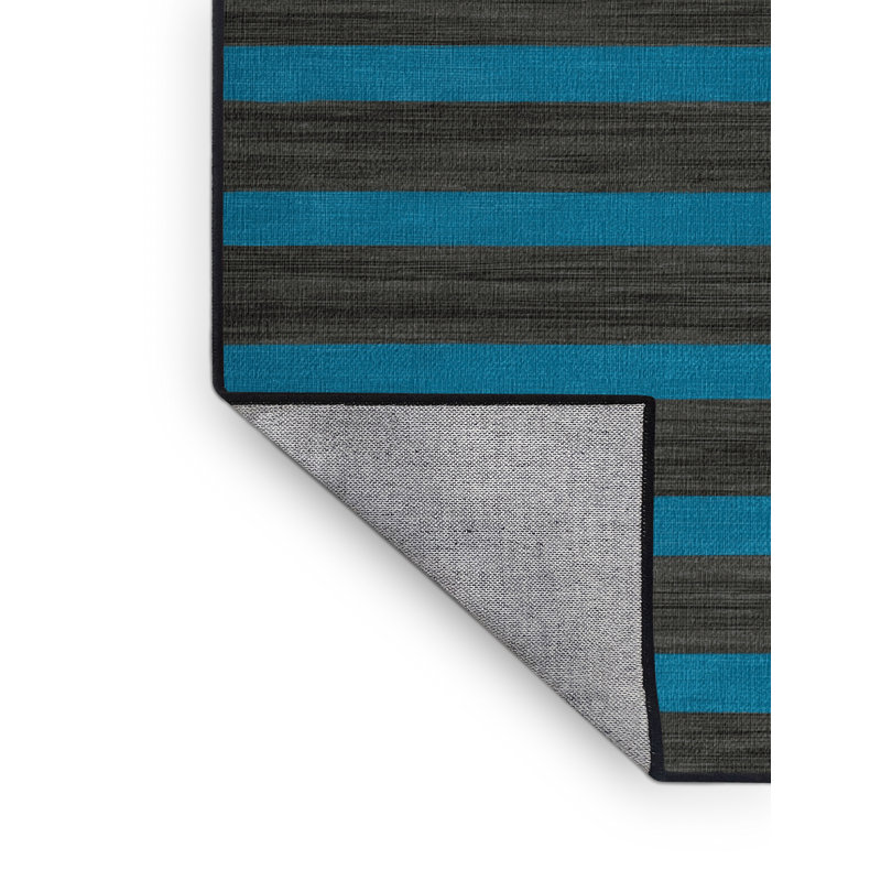 Tapis gris à rayures horizontales lavable à la machine, Rectangulaire 7 pi x 10 pi