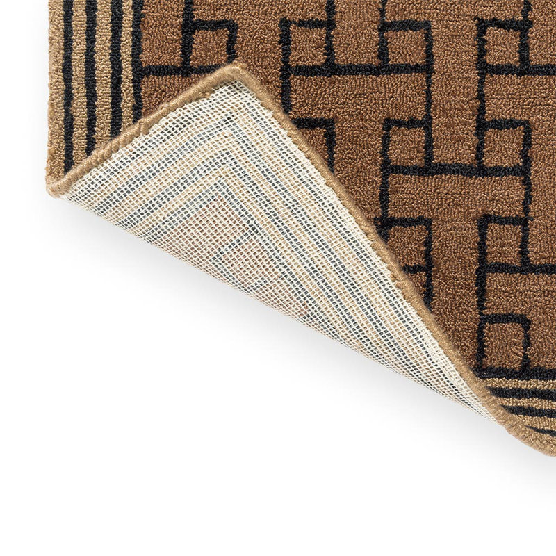 Geometric Area Rug in Light Brown/Black, Rectangle 6'7" x 9'2"