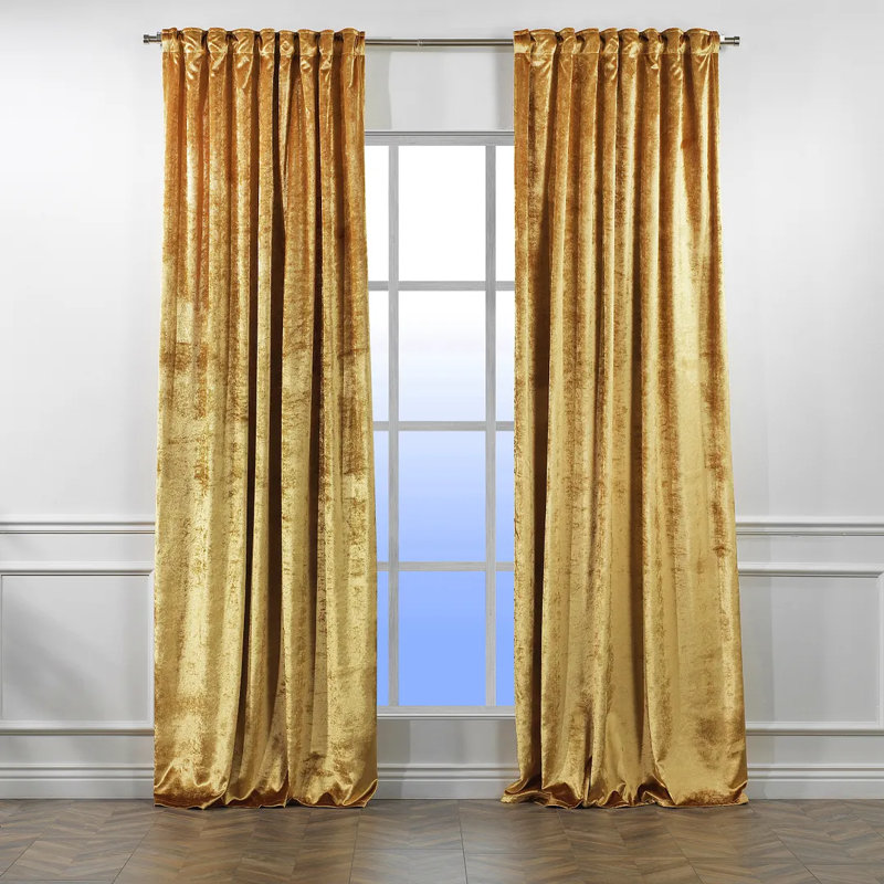 Rideau simple extra long et extra large en velours brillant de luxe, L 52 po x L 144 po, Souci