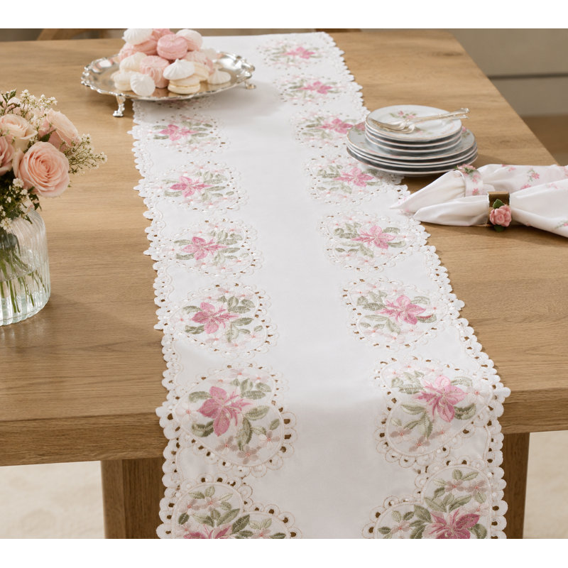 Albaugh Embroidered Cutwork Table Runner, 70" L x 15" W