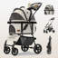 Poussette pliable pour chien de 39 po à 4 roues pour petits / moyens chiens - conception convertible 3-en-1 avec support amovible et mécanisme de pliage en un clic-129158871
