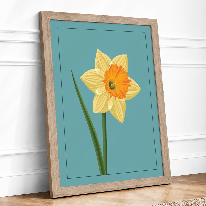 Daffodil in Bloom Botanical - Framed Print, Oak, A3 - 42.0 x 29.7 cm
