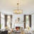 Friedhardt 6 - Light Dimmable Gold Drum Chandelier with Textured Glass, Modern Lighting for Kitchen Island or Dining Room-1819329651-1858522856