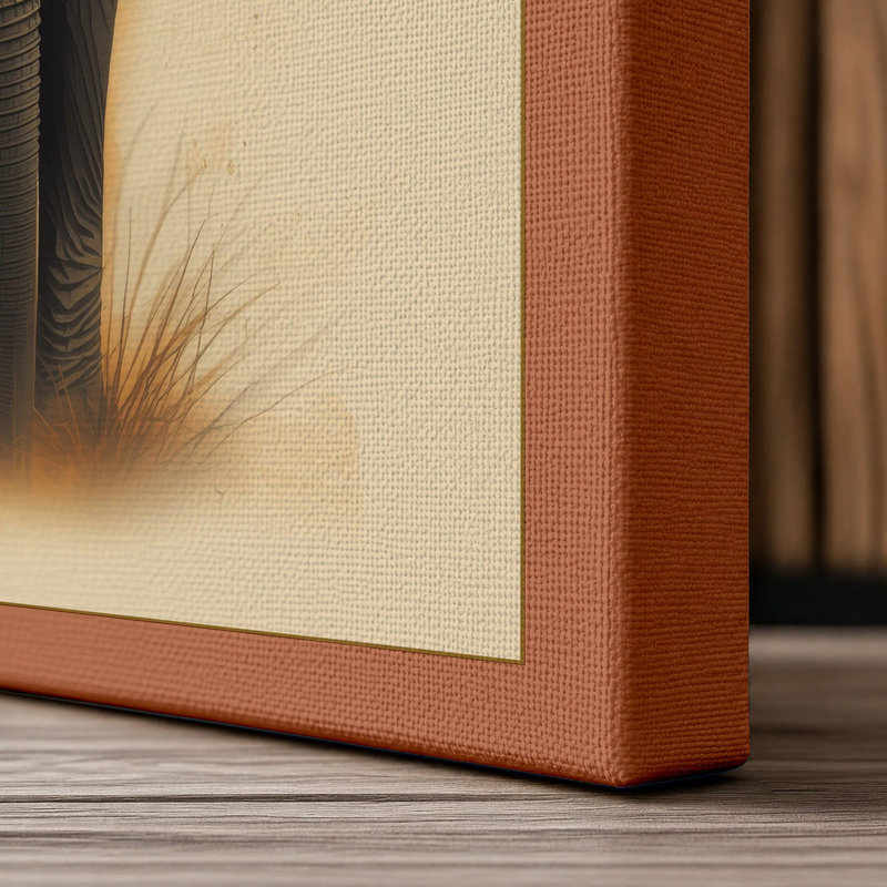 Elephant Observed Rustic - Wrapped Canvas, 36x24 - 91.4 x 61.0 cm, Terracotta Border