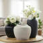 Ensemble de 2 vases ronds en céramique texturés à rayures noires de 5 pouces