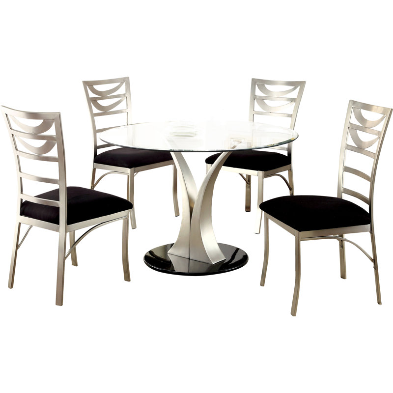 Round Glass Top Metal Base Dining Table