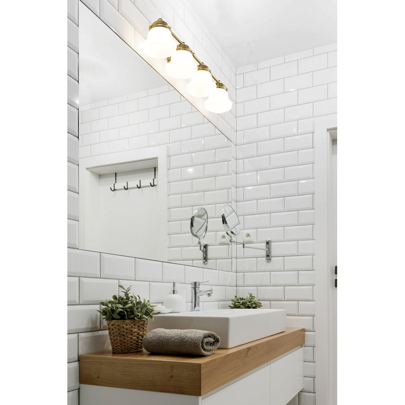 Meuble-lavabo 4 lumières Brener en nickel brossé, Or luxueux