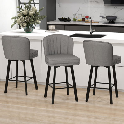 26" Swivel Counter Height Bar Stools With Backs For Kitchen Island